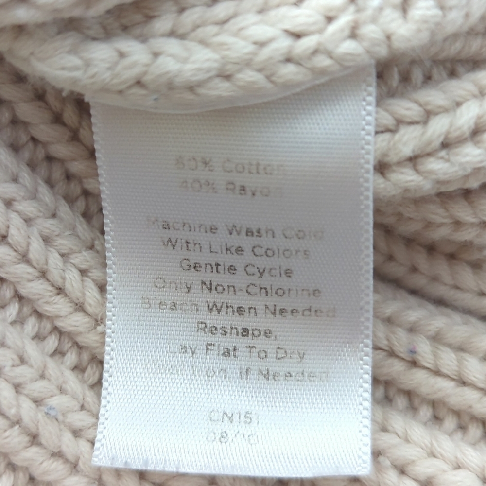 Talbot's Cream/Light Tan Button-up Cardigan Sweater w Collar & Pockets Size Sp - Picture 8 of 8